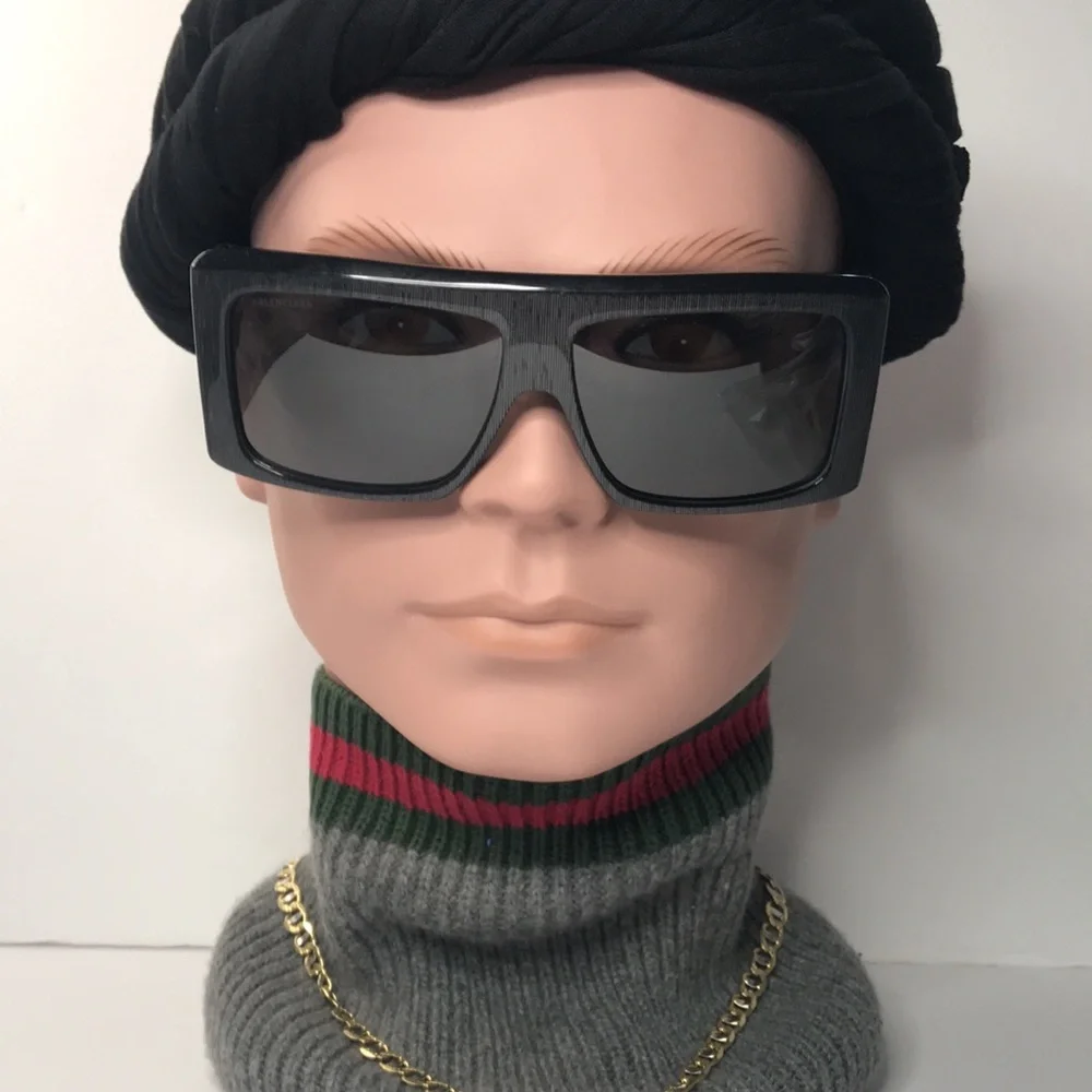 New Authentic Balenciaga Black BB0002S Shield Sunglasses